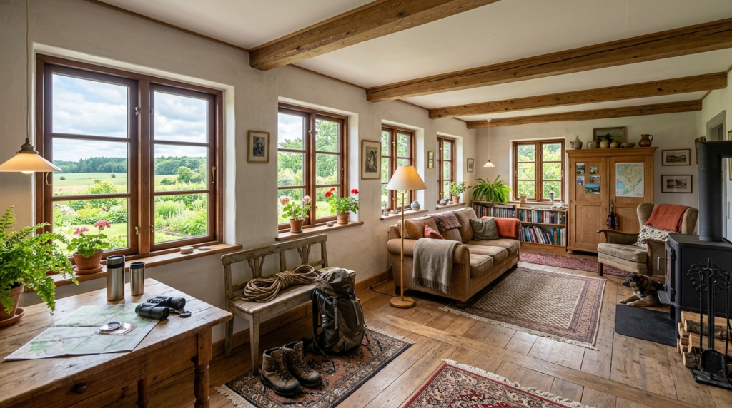 Wide angle interior shot of a traditionally styled Danish fa