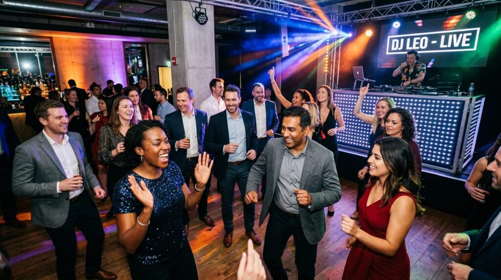 Diverse group of business professionals enjoying themselves