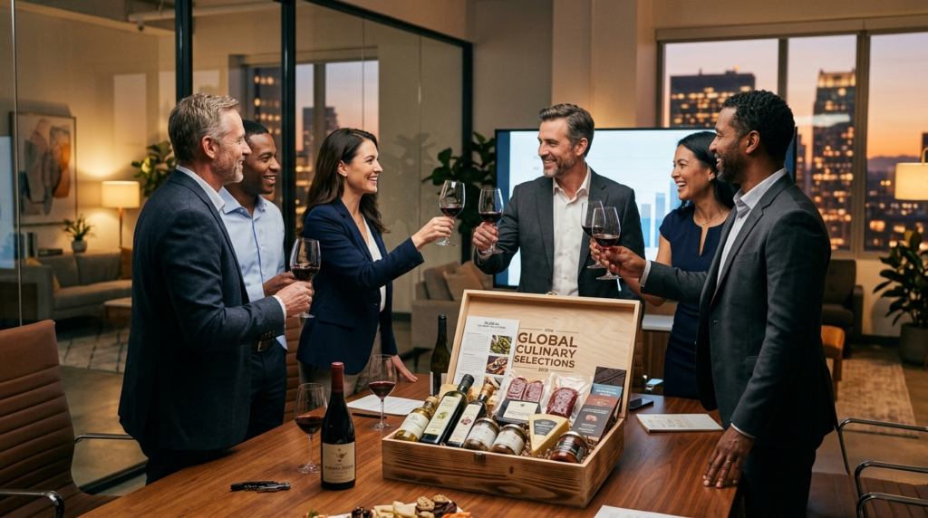 Sophisticated business professionals in a modern office meet